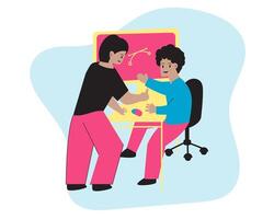 An Interactive Between Digital Creative Worker Illustration vector