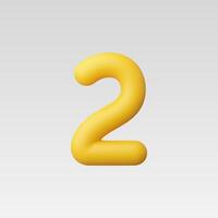 3d Realistic Number Two illustration vector