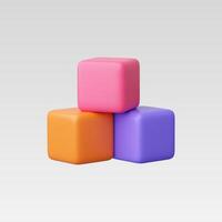 3D Realistic Wooden building blocks icon illustration vector