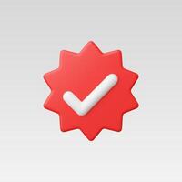 3d Realistic Verify check icon illustration vector