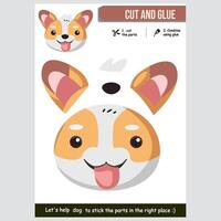 Fun and interactive dog craft activity for kids to cut, glue, and learn. Education concept vector