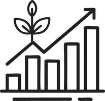 a graph chart with a plant growing on it vector