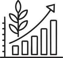 a line drawing of a graph with a plant growing vector