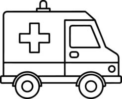 an ambulance is shown in a line drawing vector