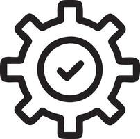 a gearwheel with a tick mark on it silhouette icon vector