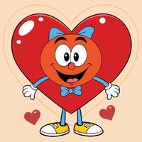 a cartoon orange character with a heart shape vector
