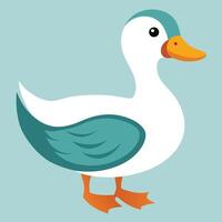 a cartoon duck with a white beak and blue legs vector