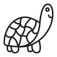 Cute turtle in profile, nautical single line icon, black editable stroke, simple monochrome pictogram, outline illustration vector