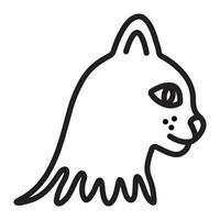 Cat muzzle single line icon, cute kitty in profile, black editable stroke, simple monochrome pictogram, outline illustration vector