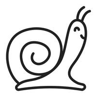 Cute snail single line icon, mollusk escargot black editable stroke, simple monochrome pictogram, outline illustration vector