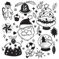 Hand Drawn Christmas Doodle Icons with Halftone Effect Isolated on White Background vector