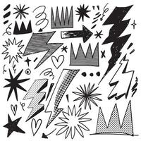 Abstract Lightning and Stars Doodle with Halftone Effect vector
