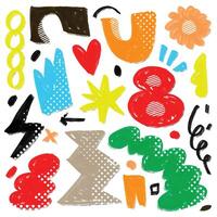 Hand Drawn Abstract Colorful Shapes Isolated on White Background vector