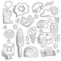 Cute Abstract Characters and Objects with Halftone Effect vector
