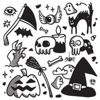 Halloween Doodles with Halftone Effect vector