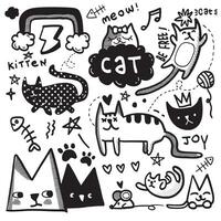Hand Drawn Cat Doodle Icons with Halftone Effect vector