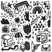 Creative Doodle Elements with Halftone Effect vector
