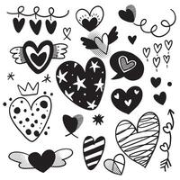 Heart Doodle Collection with Halftone Effect vector