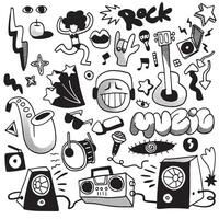 Retro Music Doodle Collage with Halftone Effect vector