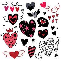 Hand Drawn Heart Doodles for Valentine's Day Isolated on White Background vector