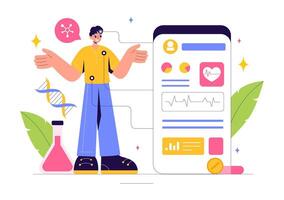 Illustration of Biohacking Innovation with Health and Technology Themes vector