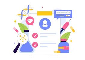 Biohacking Technology Illustration Featuring Online Health Innovations in a Flat Style Background vector