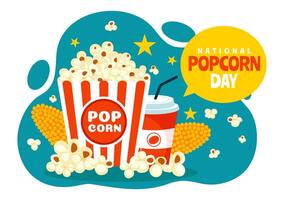 Big Box of Popcorn for National Popcorn Day in a Cartoon Background Design vector