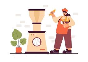 Bread and Windmill Illustration with Wheat Fields and Baked Goods in a Flat Style Cartoon Background vector