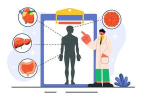 Body Imaging Illustration with X-ray and MRI Scanning for Health Diagnostics in Flat Style vector