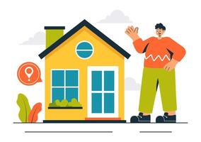 Property Viewing Illustration for Open House Events in Real Estate with a Flat Style Design vector