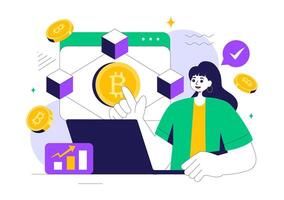 Crypto Community Manager Illustration with Blockchain Elements and AI Concepts vector