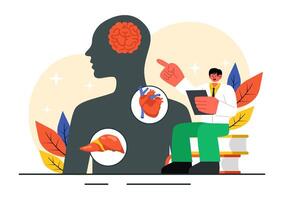 Organ and Joint Examination Illustration Featuring MRI and X-ray Technology in Flat Design vector