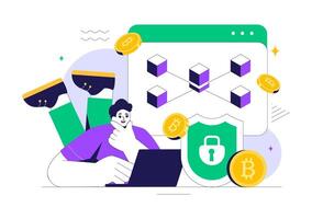 Blockchain Technology and Artificial Intelligence Illustration in a Modern Style vector