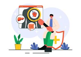 Illustration of Medical Body Diagnosis Using MRI and X-ray Technology in Flat Design vector