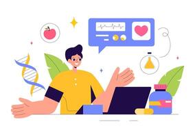 Illustration of Biohack Processes with Technological and Health Hacking Concepts vector