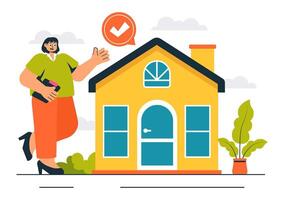 Illustration of an Open House Event for Real Estate Property Showings in Flat Cartoon Background vector