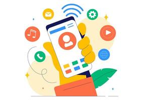 Connected Devices in a Smart Technology Network Illustration vector