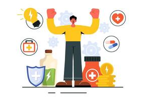 Flat Style Illustration of Energy Healing Practices for Wellness and Relaxation Using Alternative Medicine vector