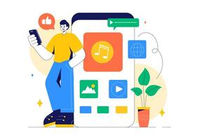 Network of Smart Devices Illustration in Modern Flat Style vector