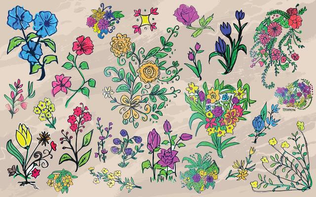 Beautiful Handdrawn Floral Wallpaper Background