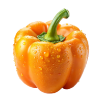 A yellow bell pepper with water drop on it and a transparent background png