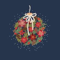 new year christmas card. template with cute elements and bow for design vector