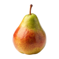 A pear with a red and green colored skin isolated on transparent background png