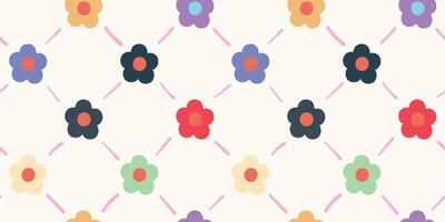 St. Valentine's day seamless squared floral pattern on beige vector