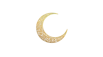 Minimalistic logo of a crescent moon with Arabic patterns, simple lines png