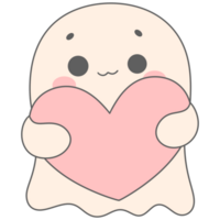 Cute Ghost Hugging a Big Heart Pillow png