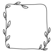 Leaf branch doodle frame outline square border vector