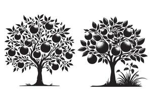 Minimalist Orange Tree Art Design vector