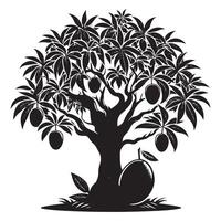 silhouette mango tree on white background vector