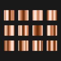 Bronze metallic gradient set. Copper texture metal shape. Glossy design for frames, banners, ribbons and labels. illustration on black background vector